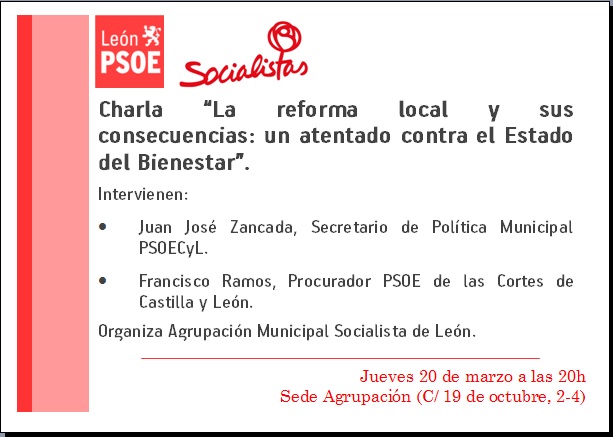 <br />El PSOE analiza la reforma local como atentado al Estado del Bienestar&nbsp; 